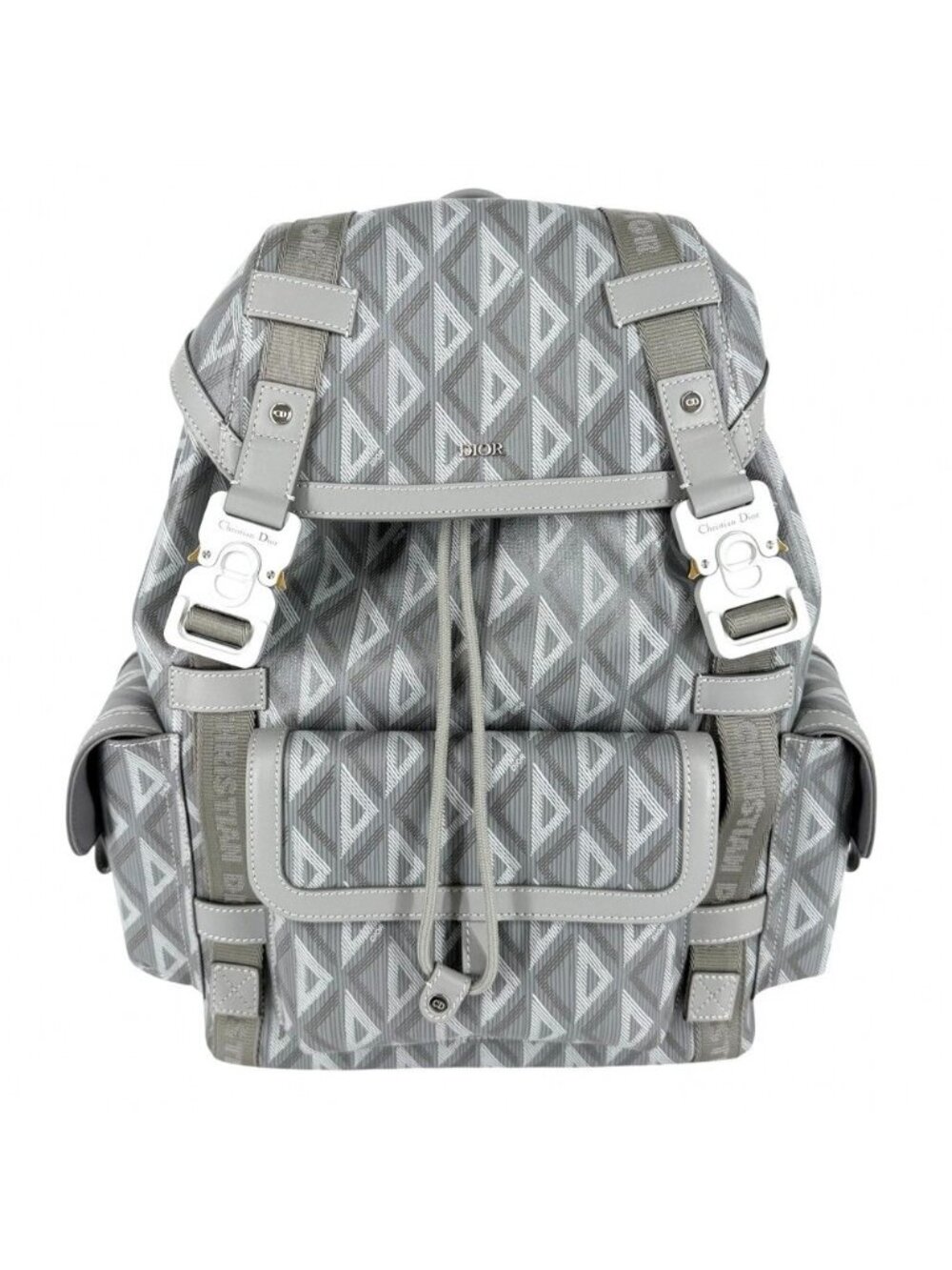Dior Backpack CD Diamond Hit the Road Leather Gray Silver